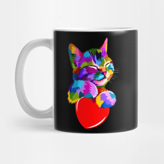 Kitty Cat Holding a Heart | Cute | Magical | Unicorn | Gift by MerchMadness